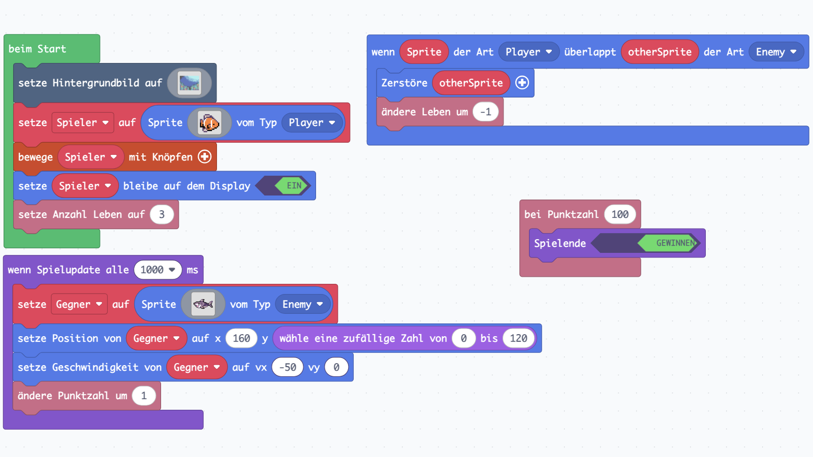 Hailight – erstes MakeCode Arcade Spiel Code